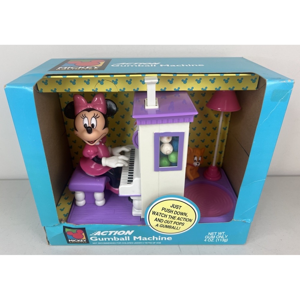 NEW‎ Vintage Disney Minnie Mouse Gumball Machine Playing Piano Animated Action